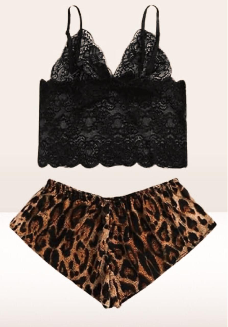 Two-piece lingerie, tiger and black